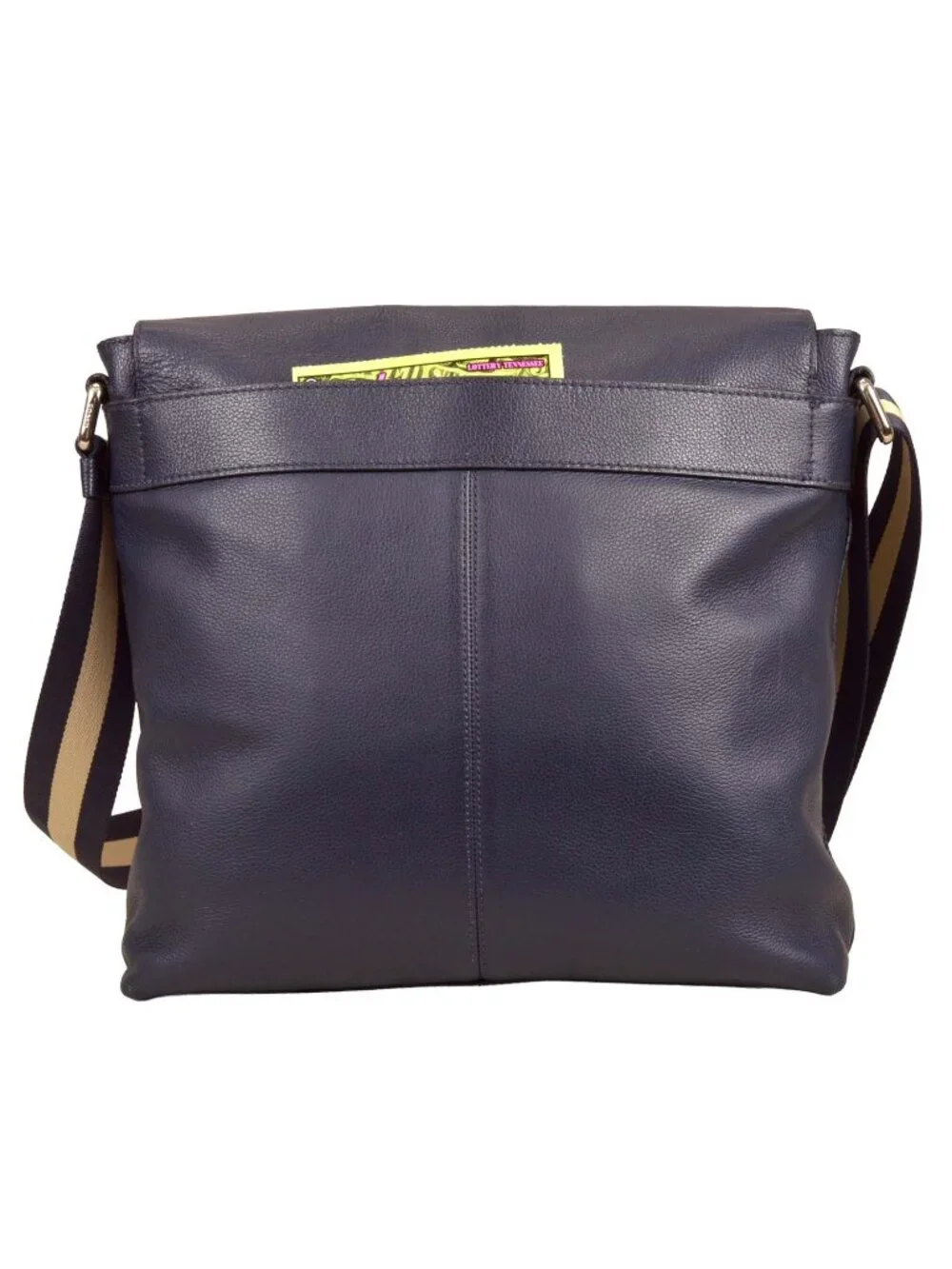 Coach F72362 Charles Dark Blue Pebbled Leather Messenger Crossbody Purse